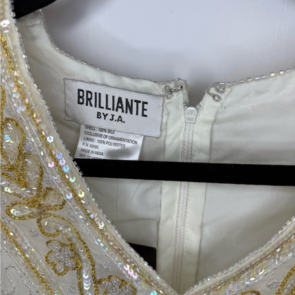 New NWT Vintage Brillante White and Gold beaded blouse - Picture 2 of 6